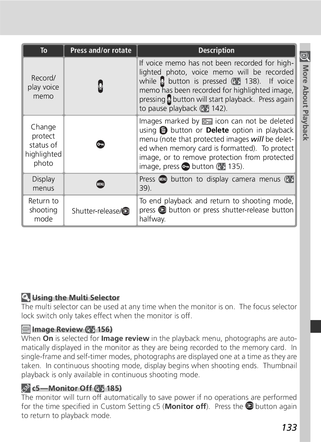 Nikon D2Hs manual 133, Using the Multi Selector 