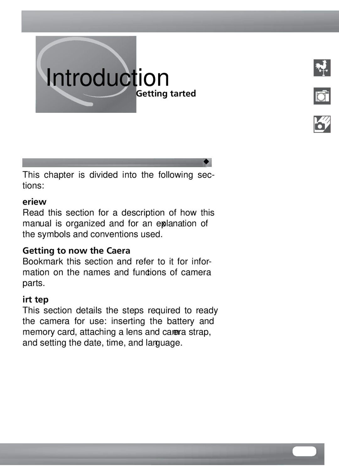 Nikon D2Hs Getting Started, This chapter is divided into the following sec- tions, Overview, Getting to Know the Camera 