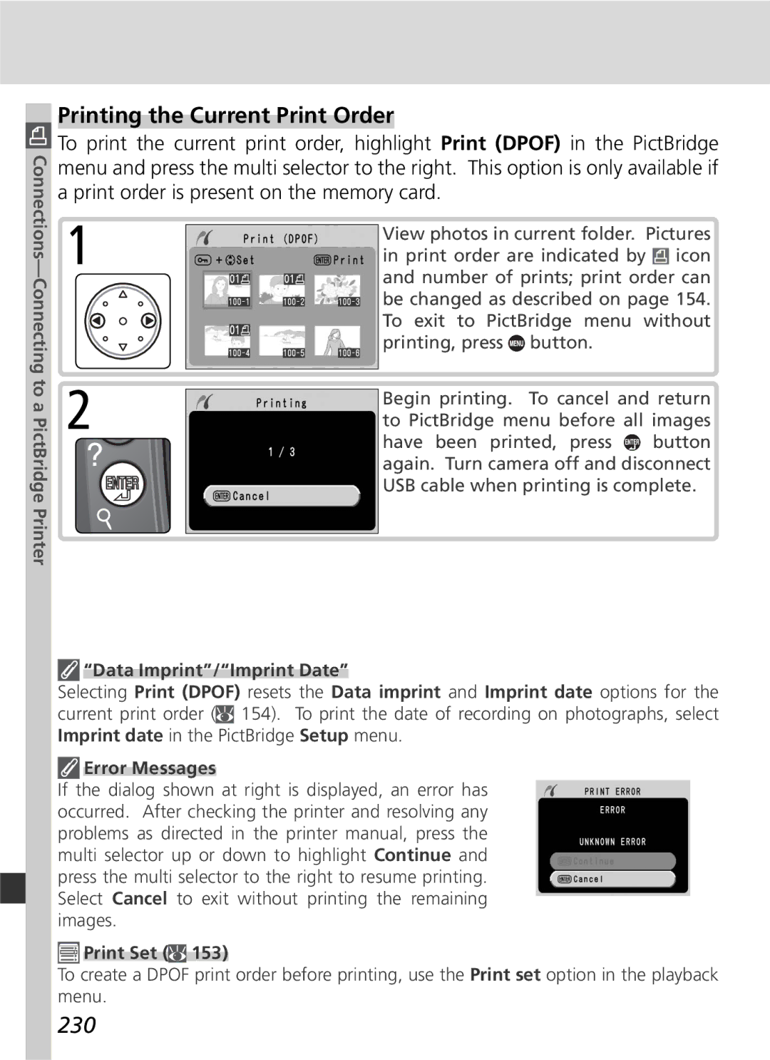 Nikon D2Hs manual Printing the Current Print Order, 230 