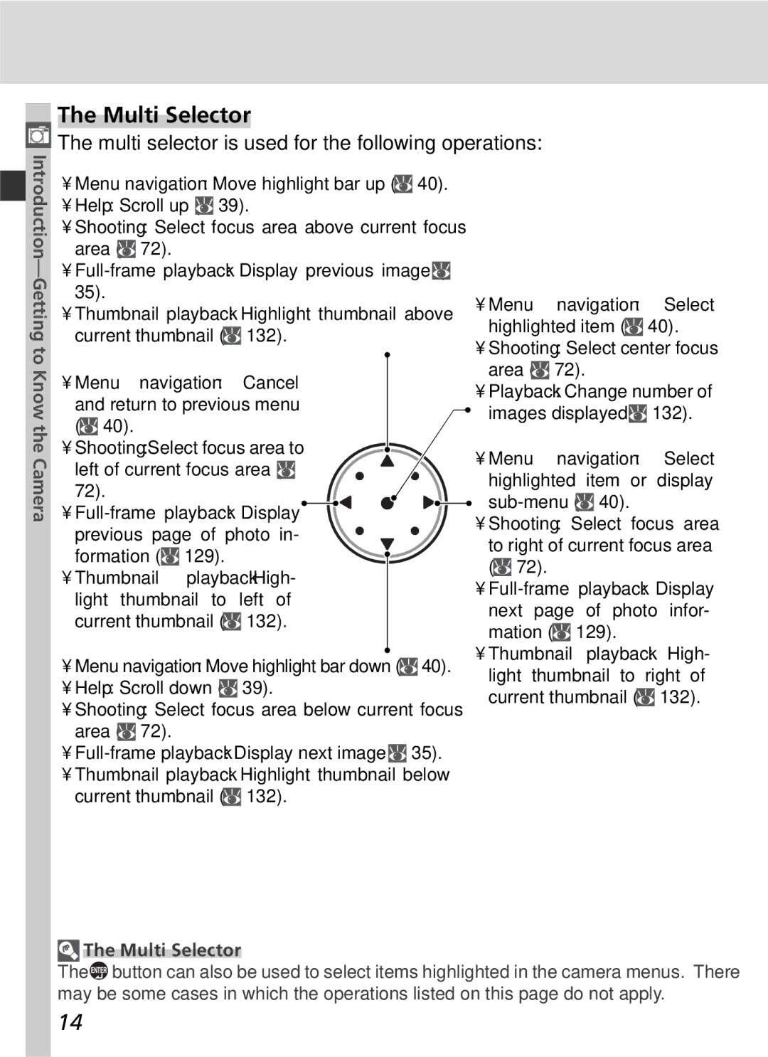 Nikon D2Hs manual Multi Selector, Multi selector is used for the following operations 