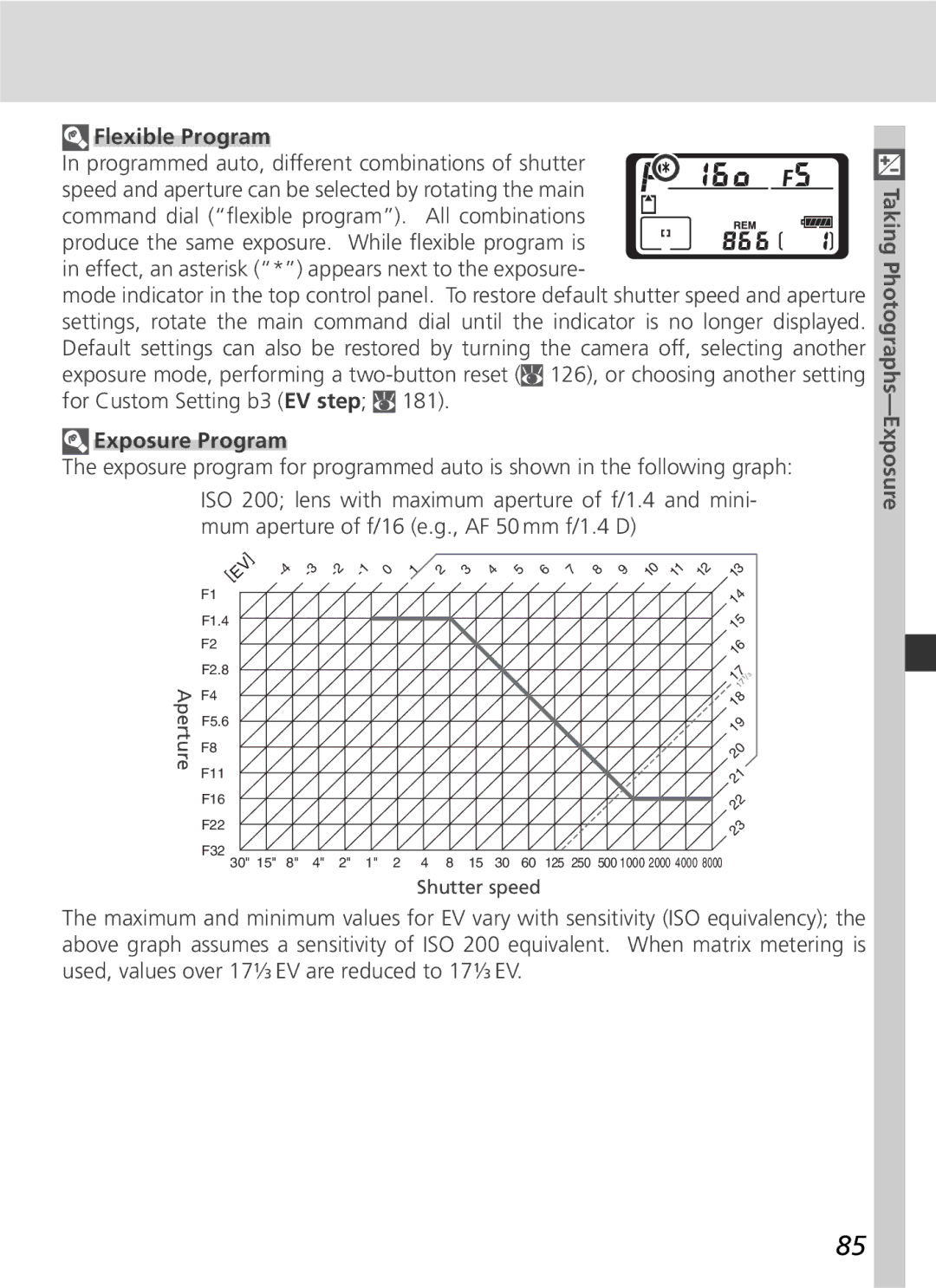 Nikon D2Hs manual Flexible Program, Exposure Program 