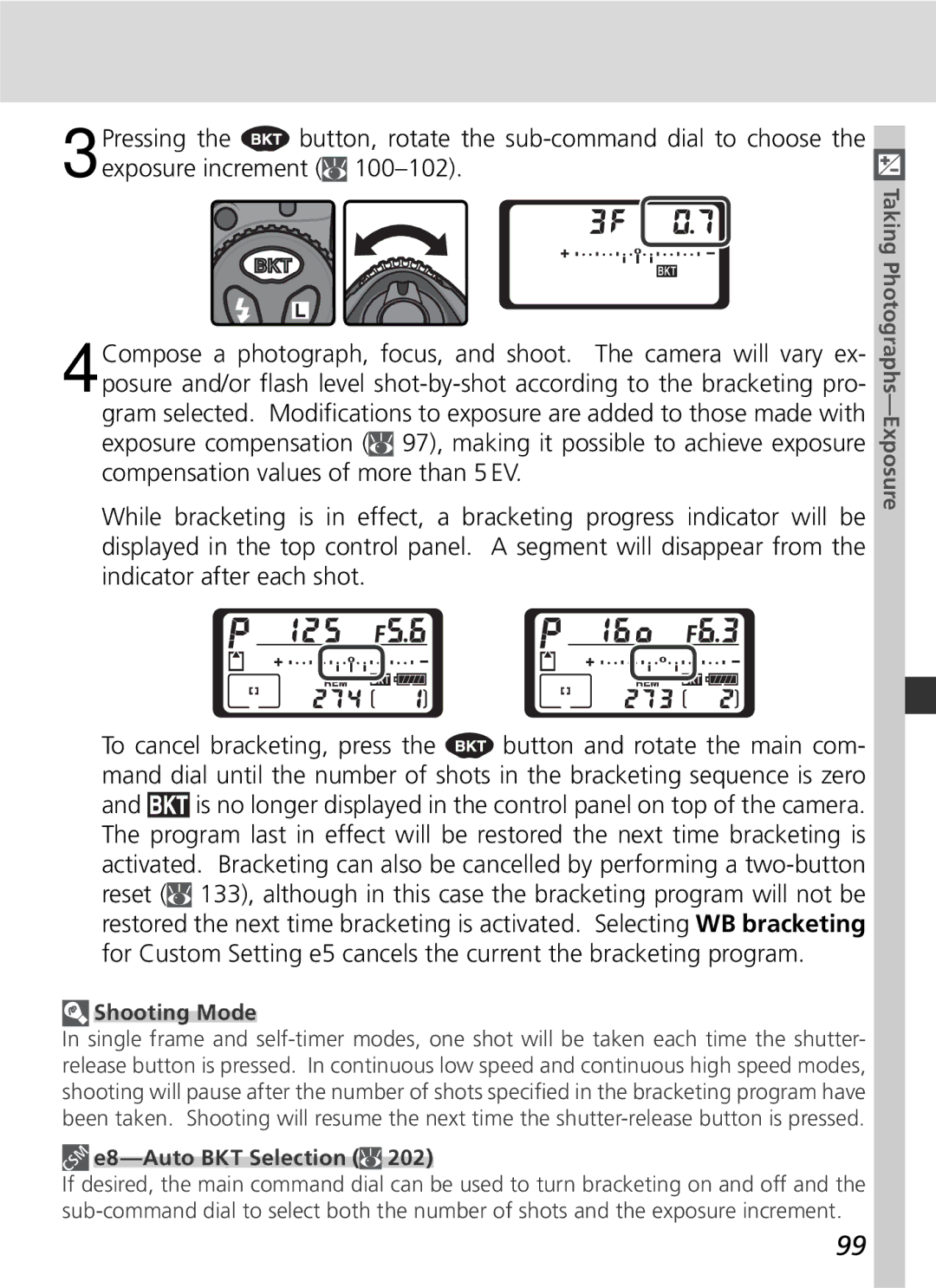 Nikon D2x manual Shooting Mode, E8-Auto BKT Selection 