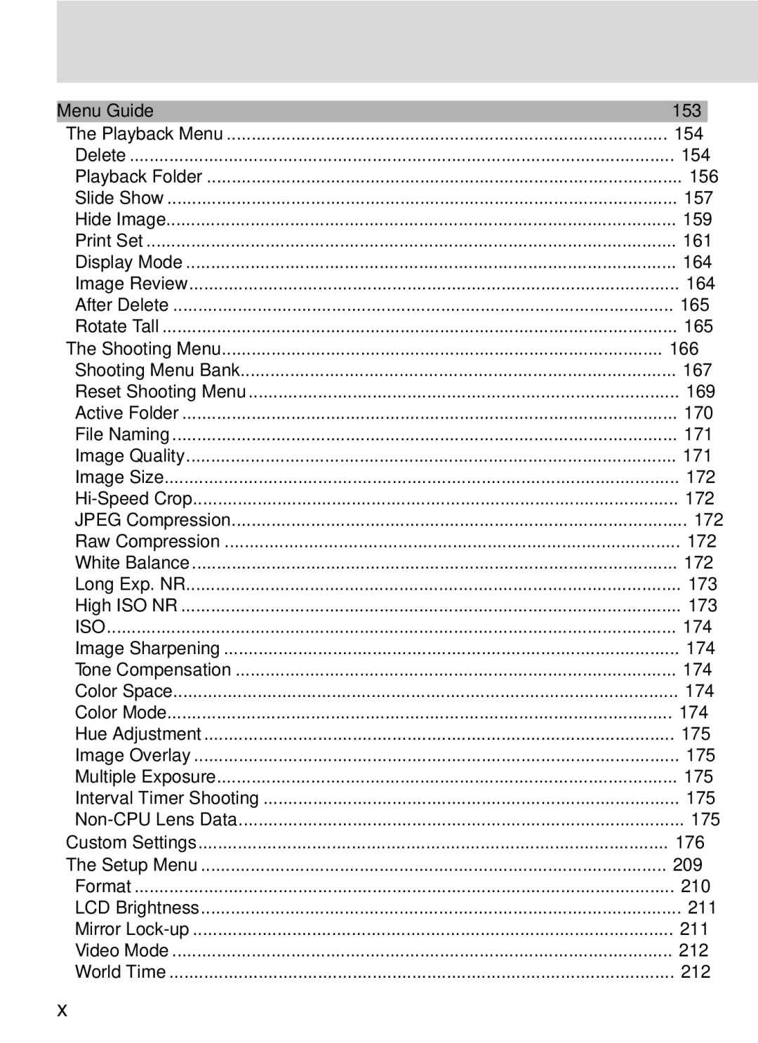 Nikon D2x manual 153, 174 