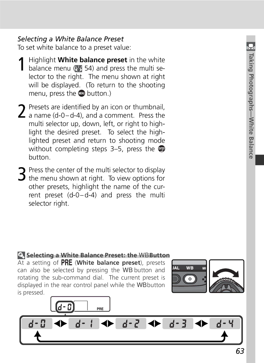 Nikon D2x manual Selecting a White Balance Preset, To set white balance to a preset value 