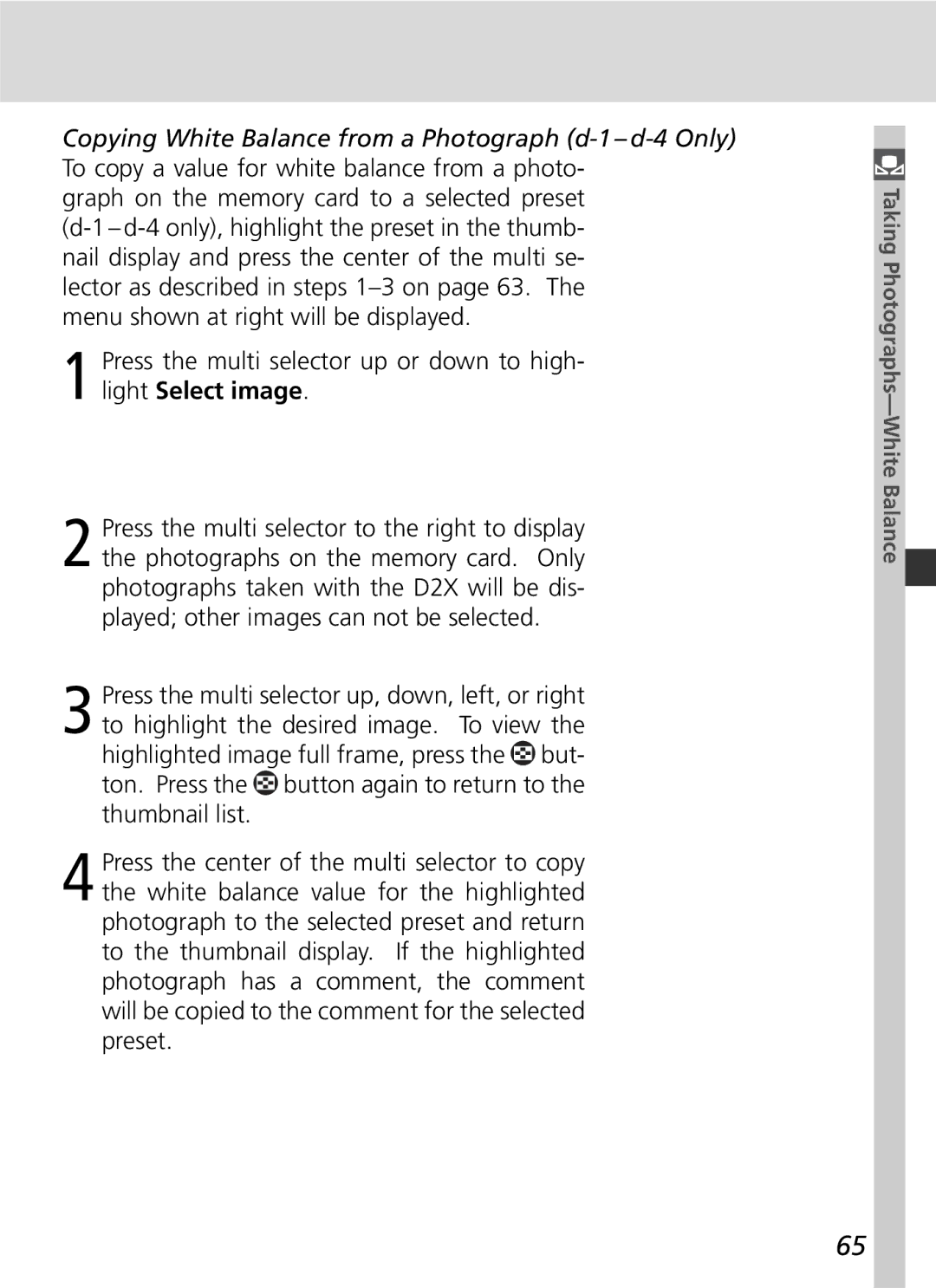 Nikon D2x manual Taking Photographs-White Balance 