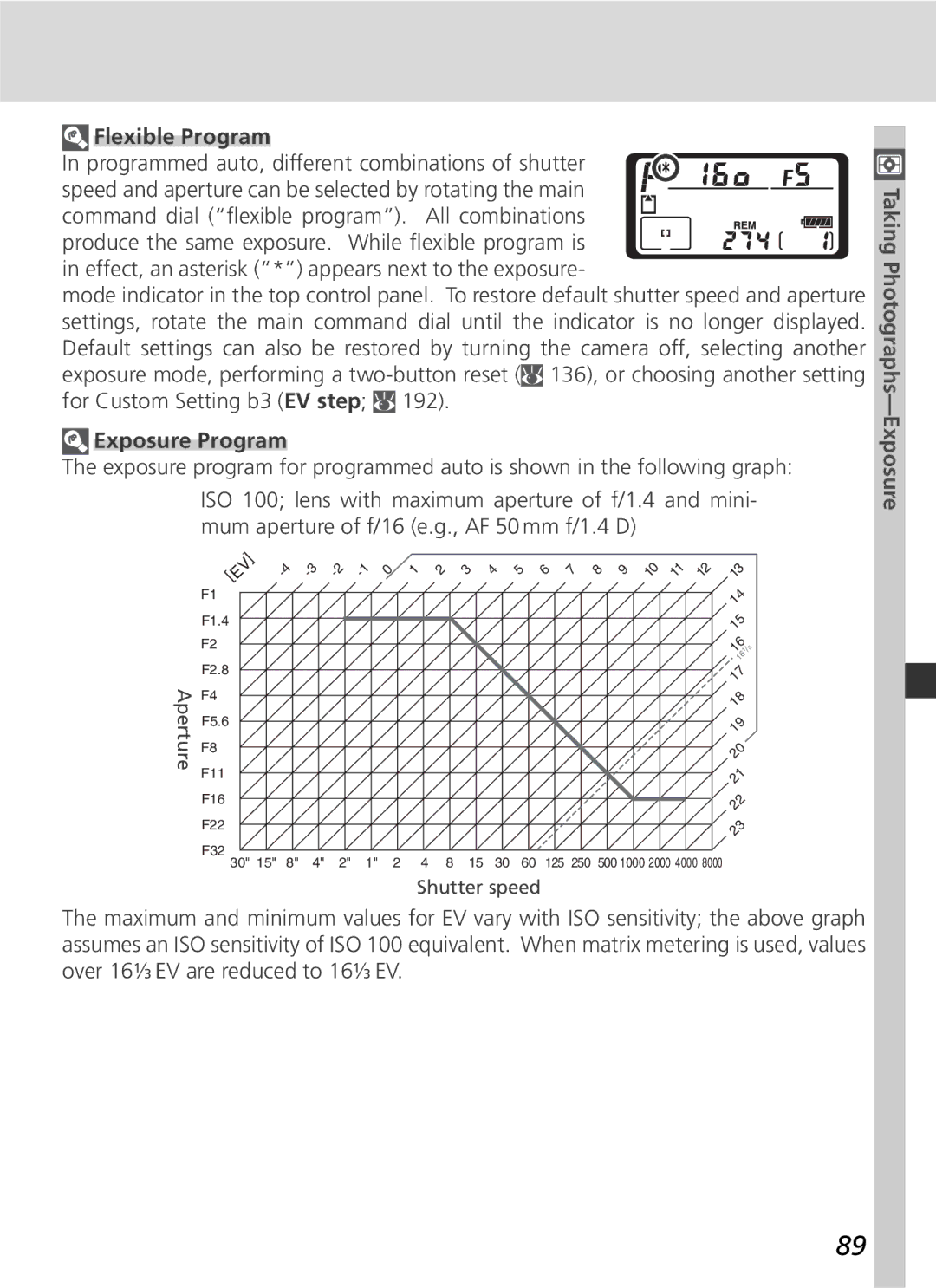 Nikon D2Xs manual Flexible Program, Exposure Program 