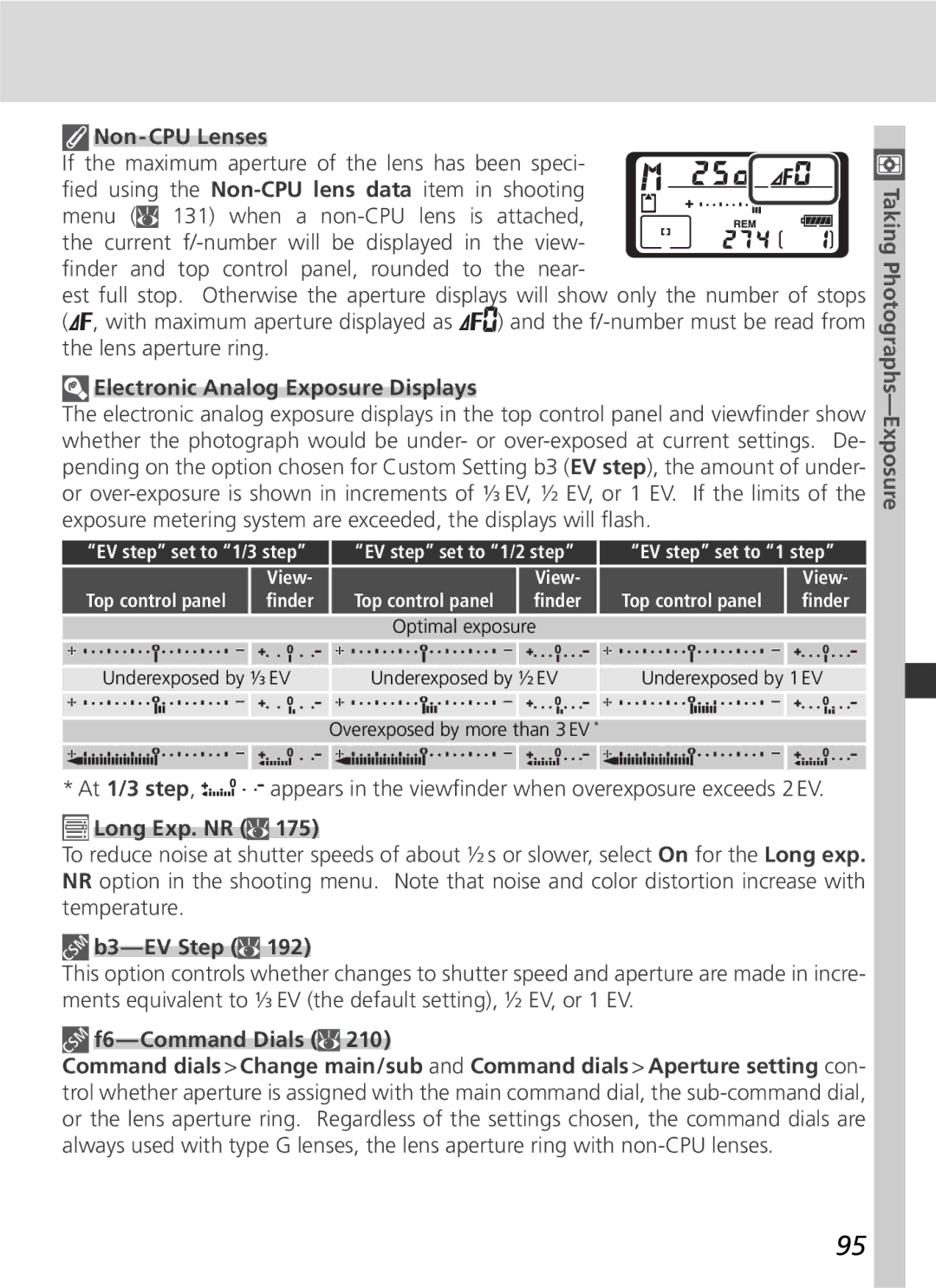 Nikon D2Xs manual Electronic Analog Exposure Displays, At 1/3 step 