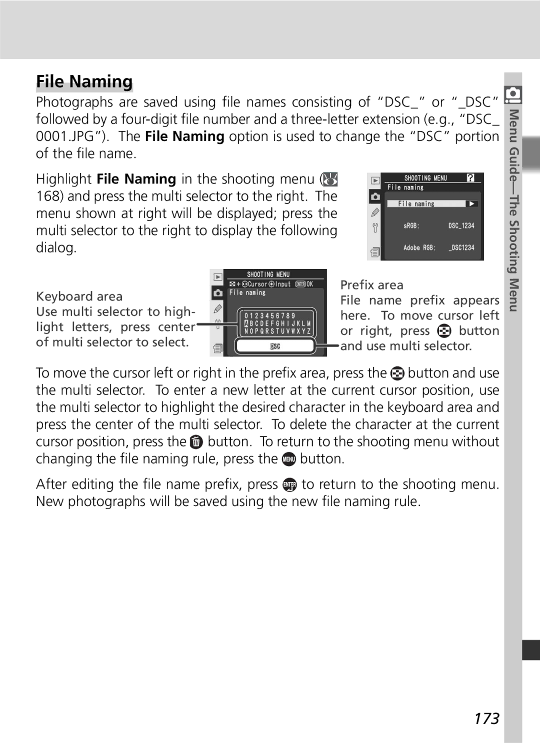 Nikon D2Xs manual File Naming, 173 