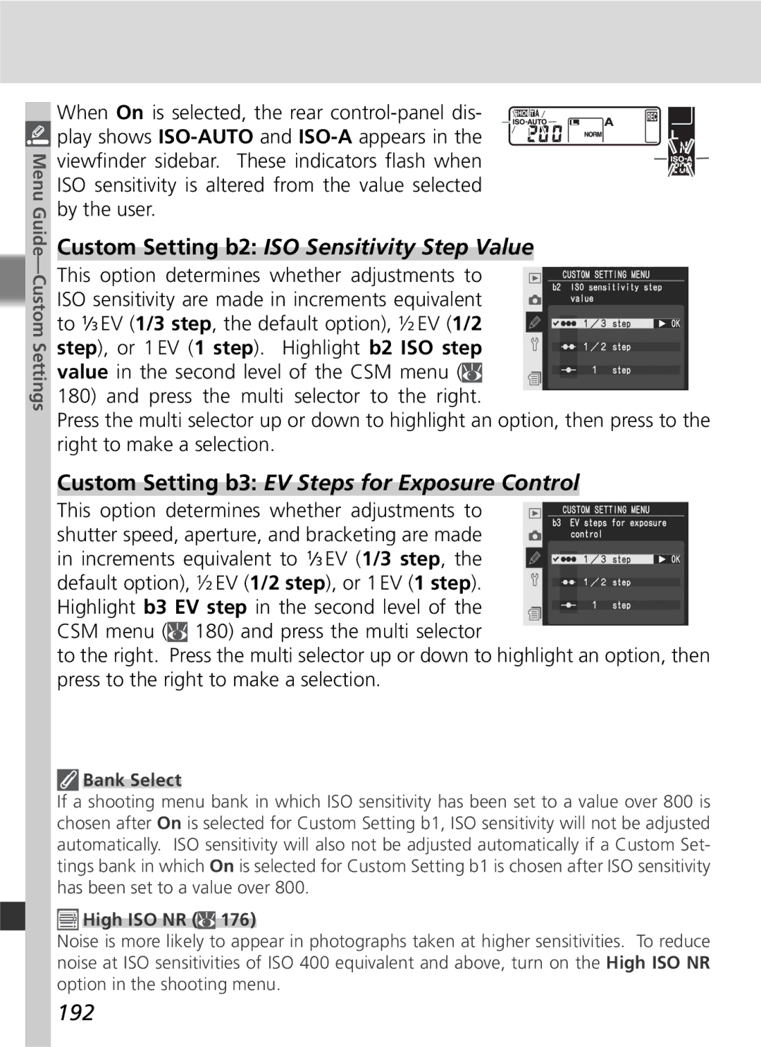 Nikon D2Xs manual 192, Bank Select 