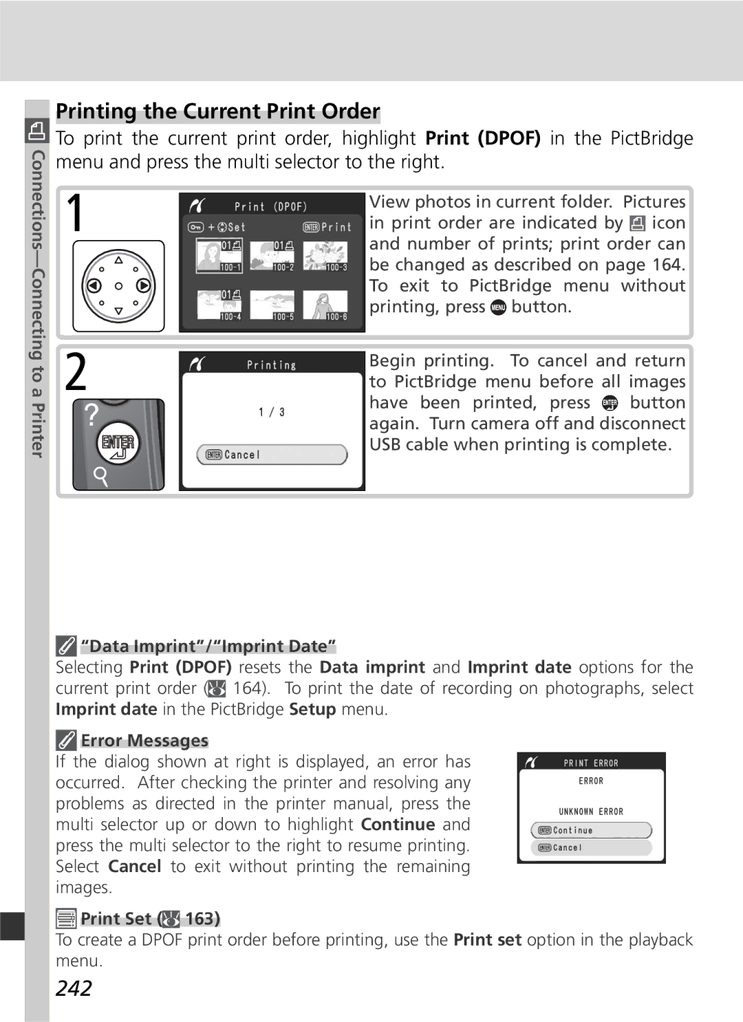 Nikon D2Xs manual Printing the Current Print Order, 242 