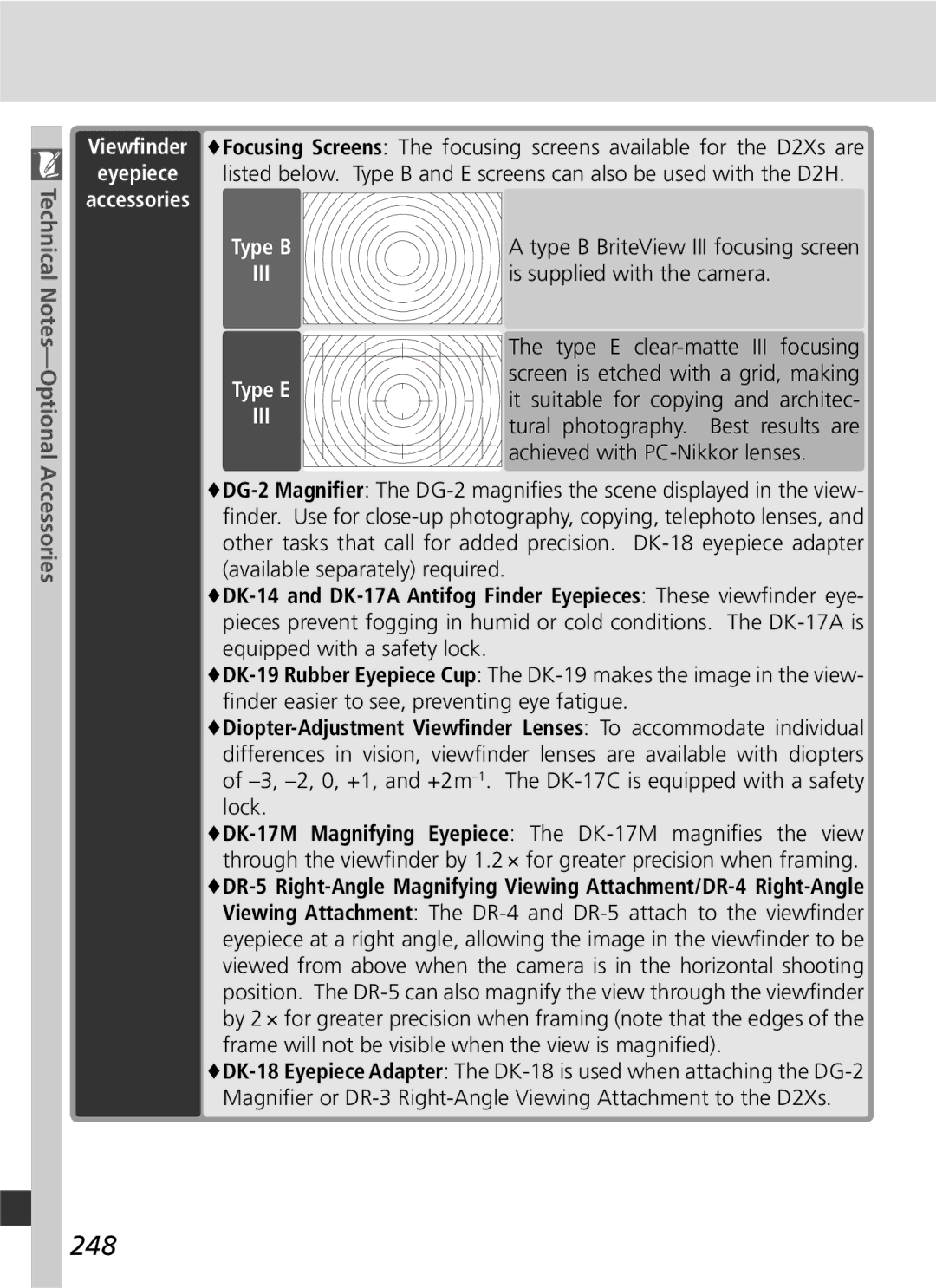 Nikon D2Xs manual 248, Accessories 