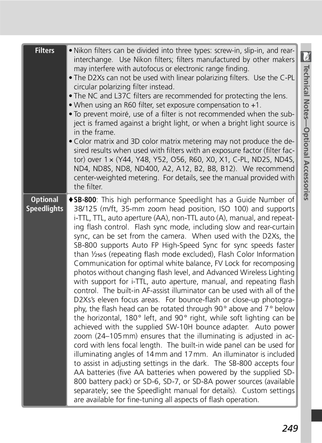 Nikon D2Xs manual 249 