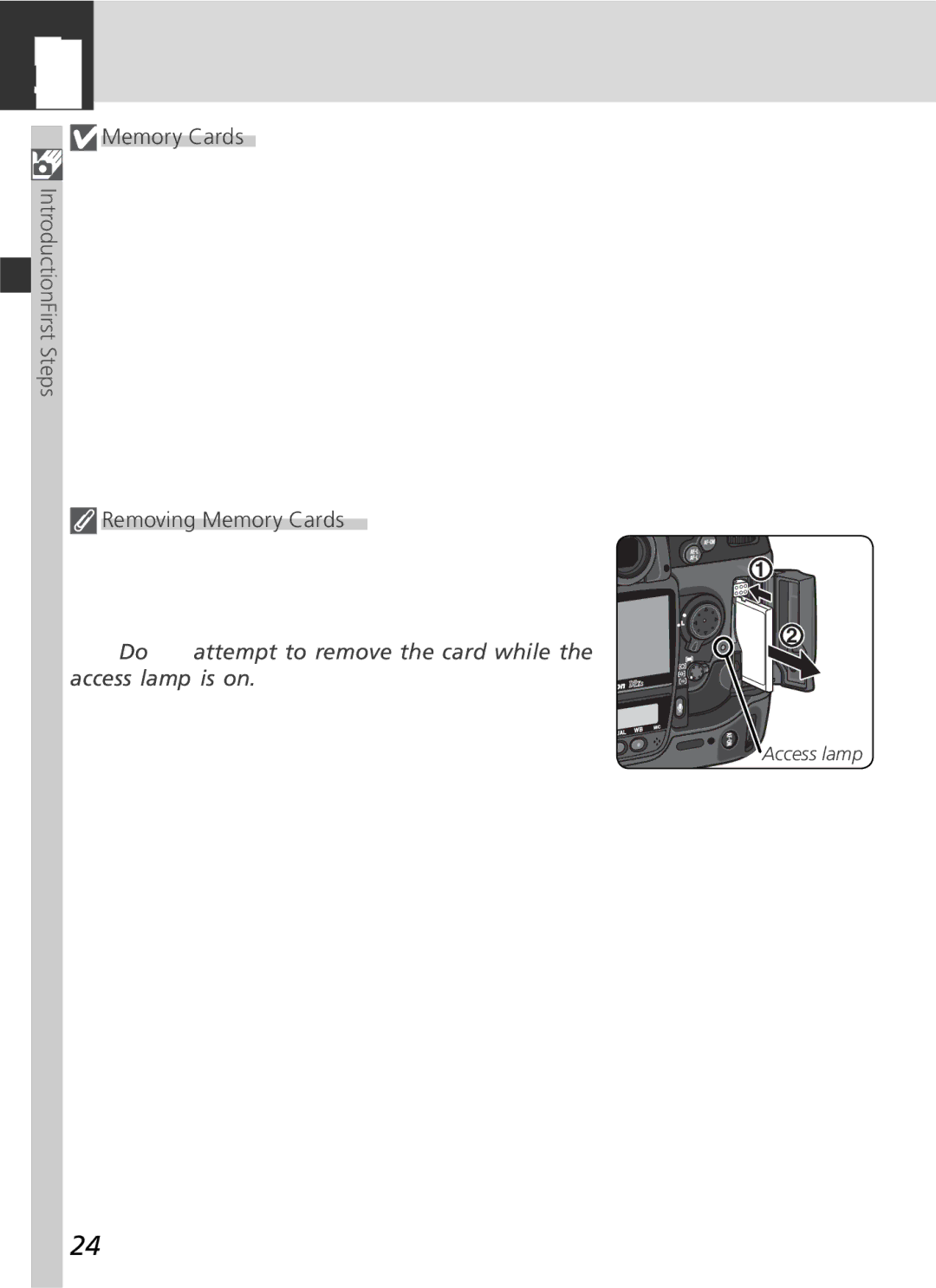 Nikon D2Xs manual Removing Memory Cards 