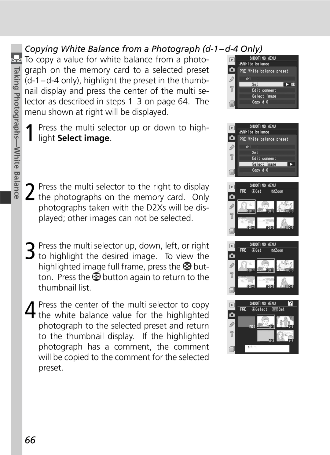 Nikon D2Xs manual Taking Photographs-White Balance 