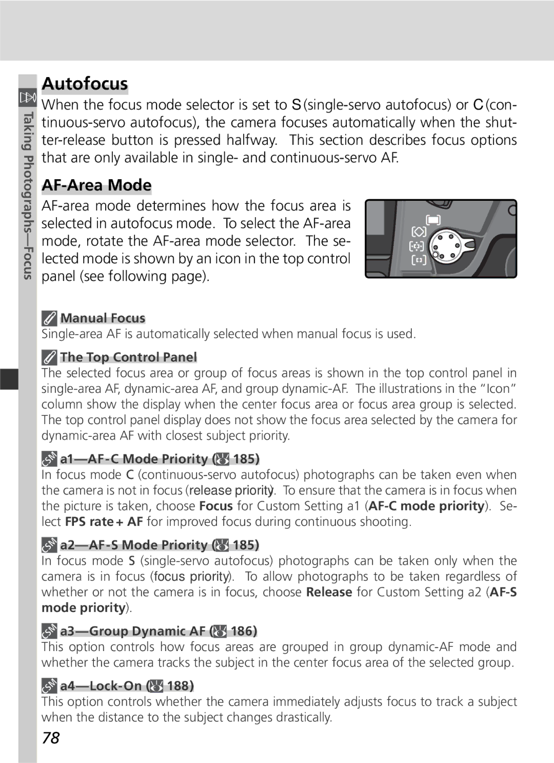 Nikon D2Xs manual Autofocus, AF-Area Mode 