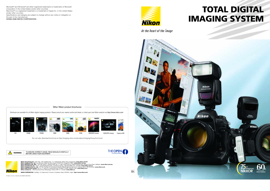 Nikon brochure D300 D200 D80 D60 D40 Nikkor Lenses Coolpix Lineup 