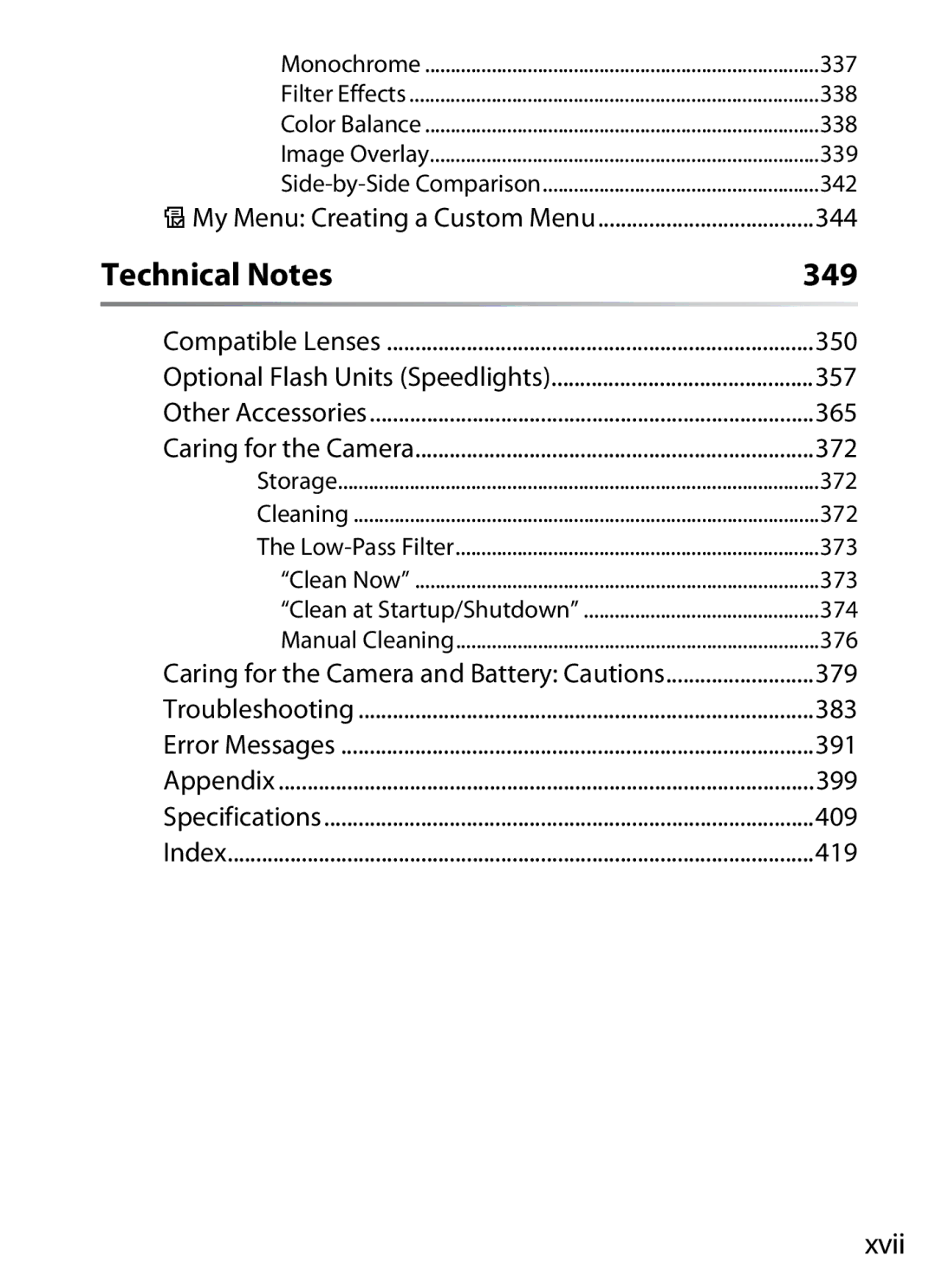 Nikon D300BODY, D300OUTFIT, 920162 user manual Technical Notes 349, Xvii 