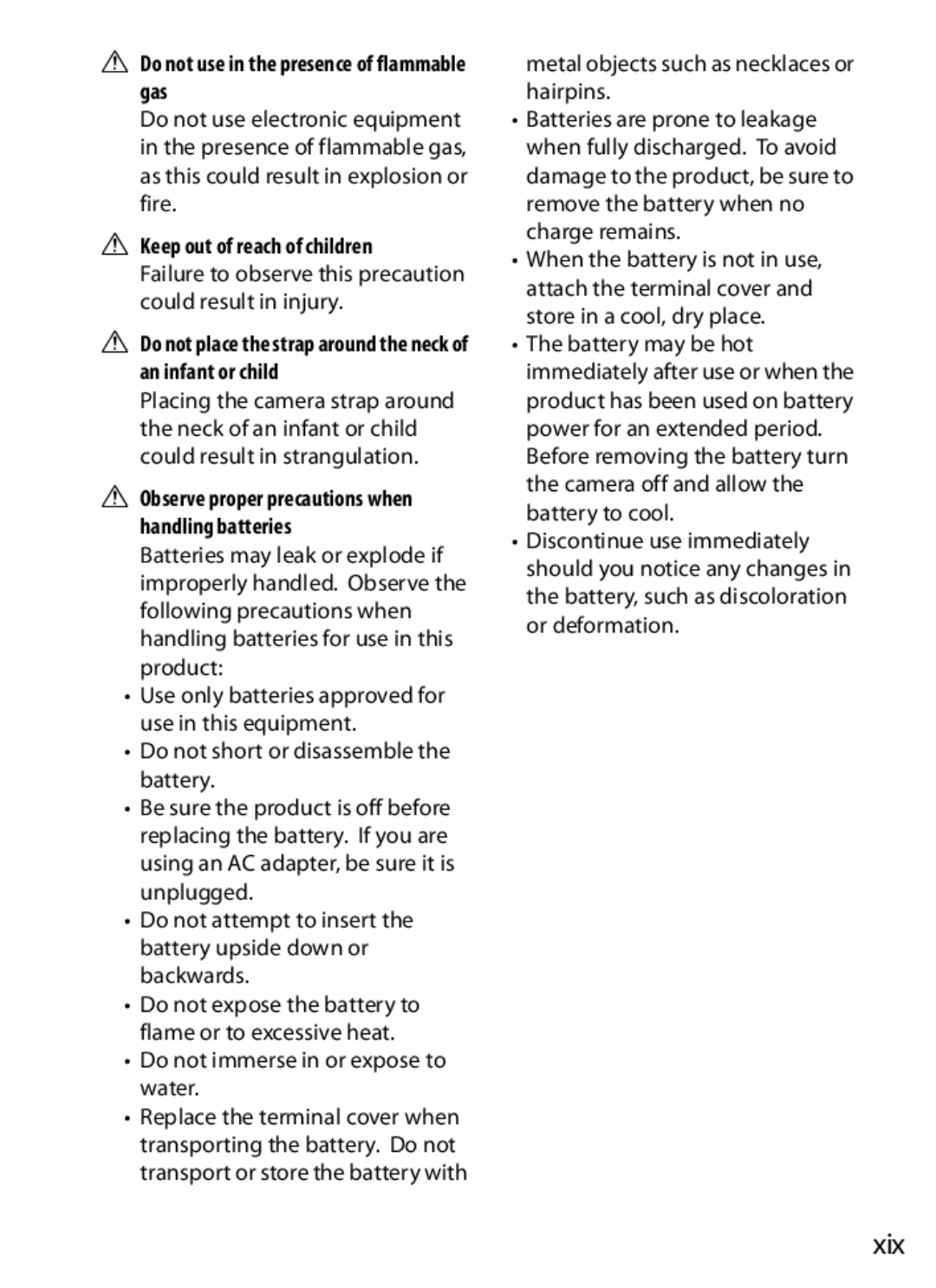 Nikon D300OUTFIT, D300BODY, 920162 Xix, Do not use in the presence of flammable gas, Keep out of reach of children 