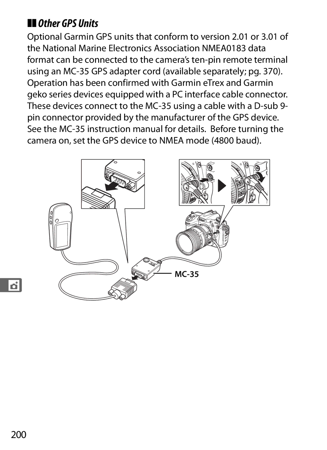 Nikon D300BODY, D300OUTFIT, 920162 user manual Other GPS Units, 200, MC-35 