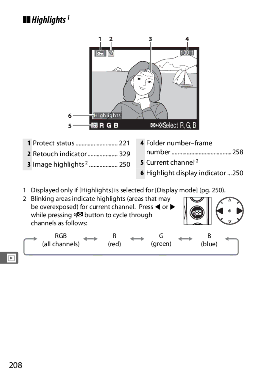 Nikon D300OUTFIT, D300BODY, 920162 user manual Highlights, 208, Folder number-frame 