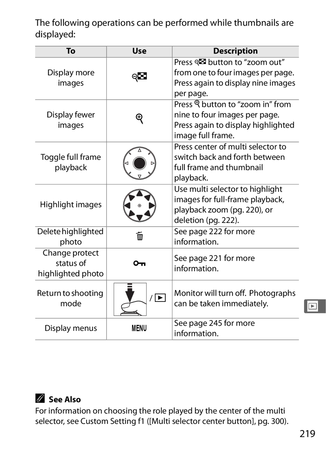 Nikon 920162, D300OUTFIT, D300BODY user manual 219 