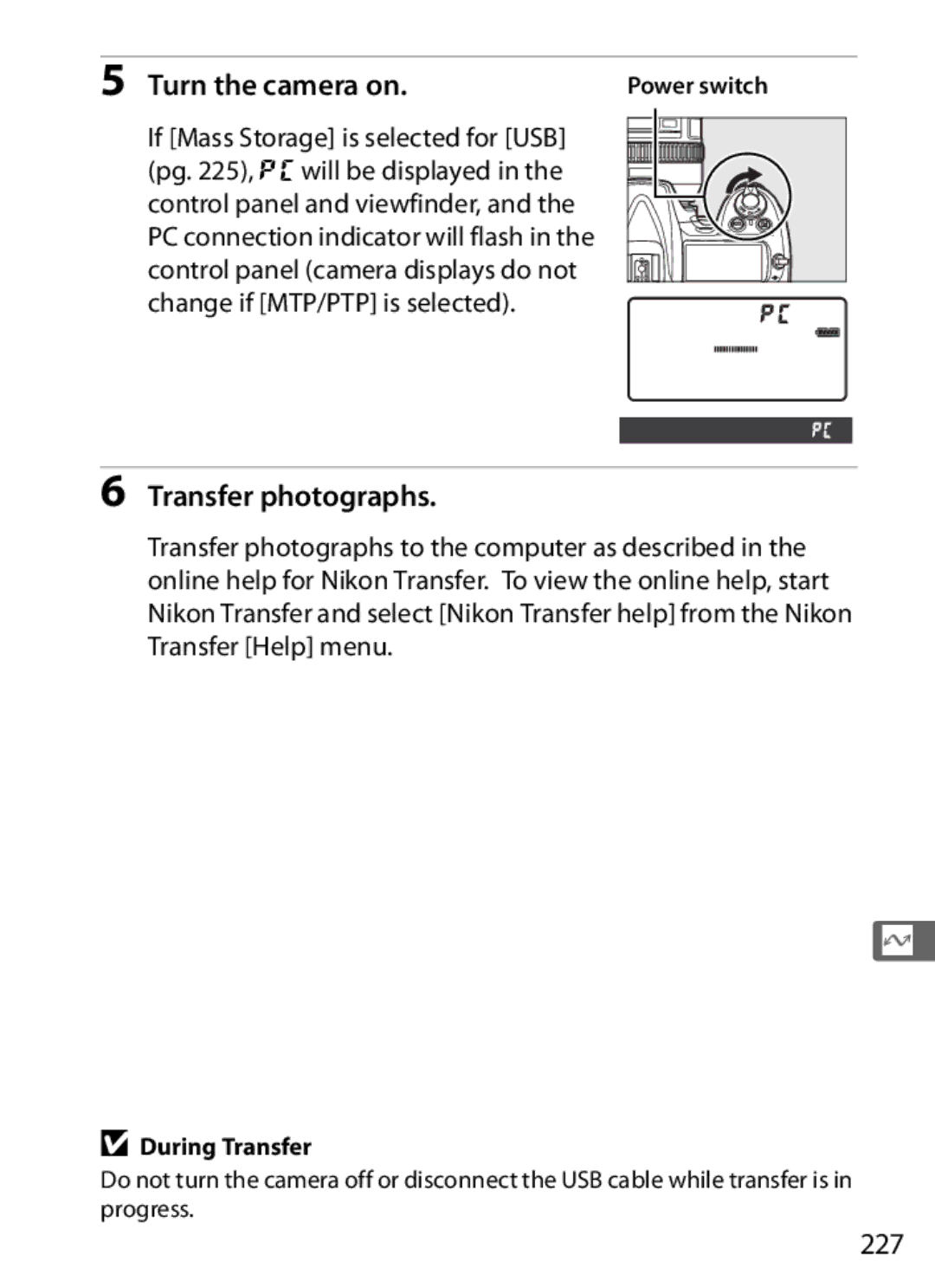 Nikon D300BODY, D300OUTFIT, 920162 user manual Transfer photographs, 227, During Transfer 