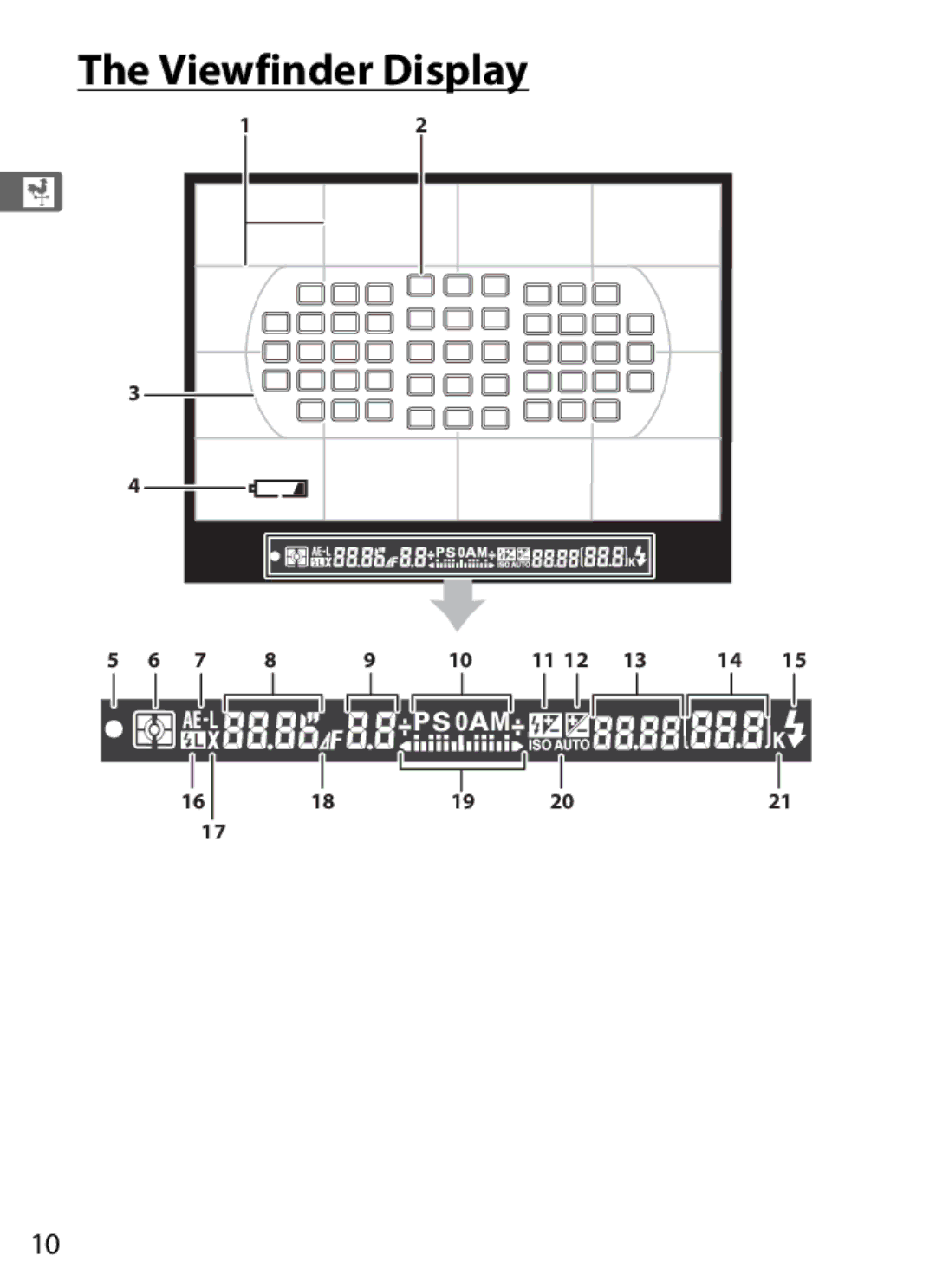 Nikon D300OUTFIT, D300BODY, 920162 user manual Viewfinder Display 