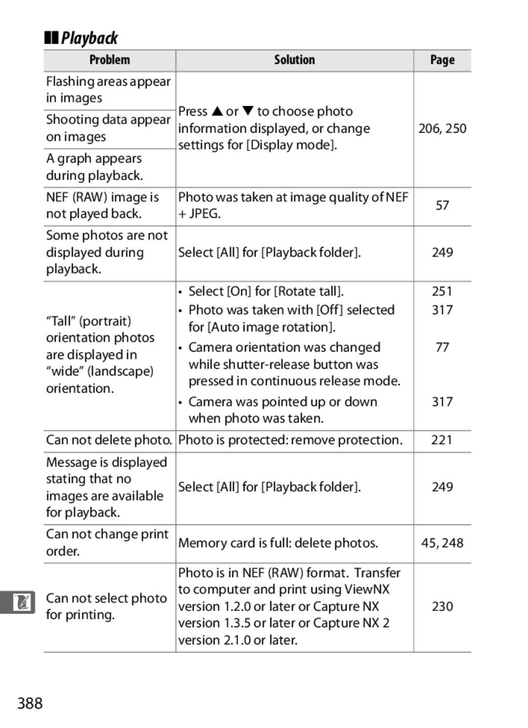 Nikon D300OUTFIT, D300BODY, 920162 user manual Playback, 388 