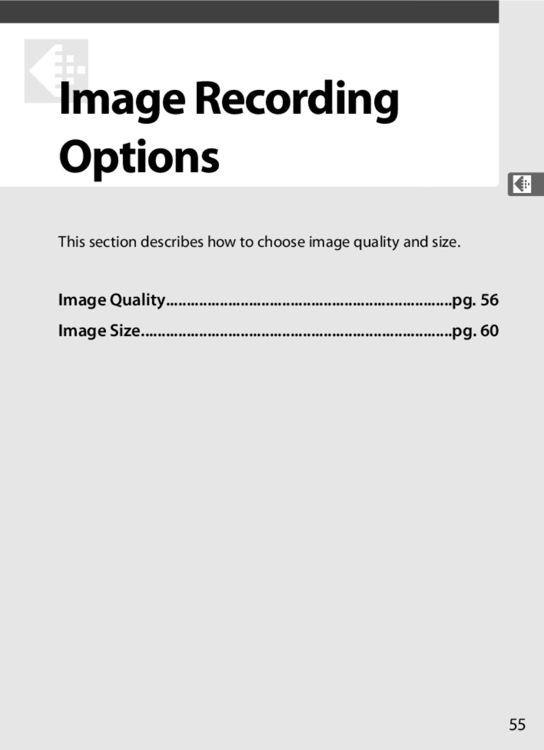 Nikon D300OUTFIT, D300BODY, 920162 DImage Recording Options, This section describes how to choose image quality and size 