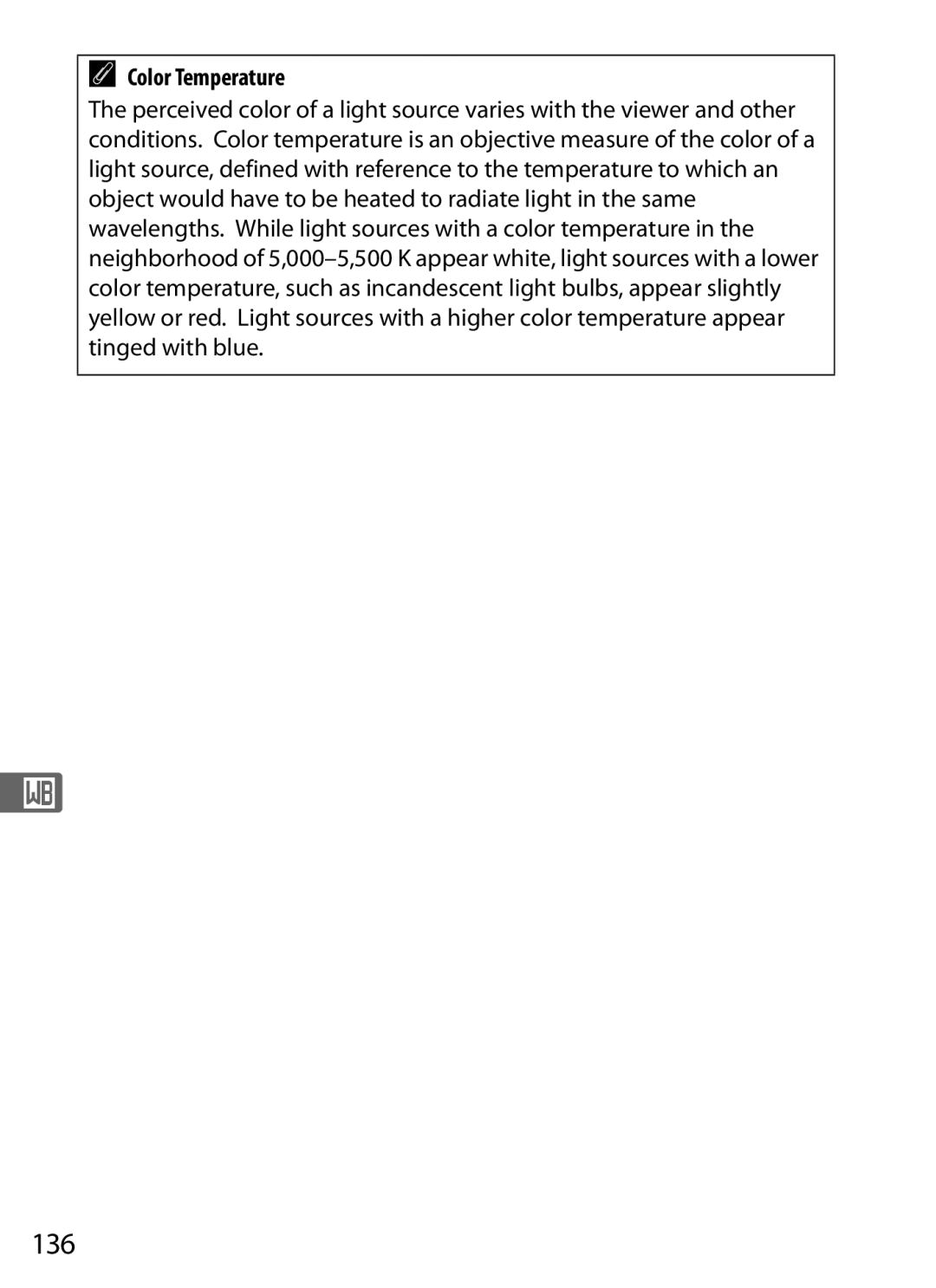 Nikon D300s, D300S (Body Only) user manual 136, Color Temperature 