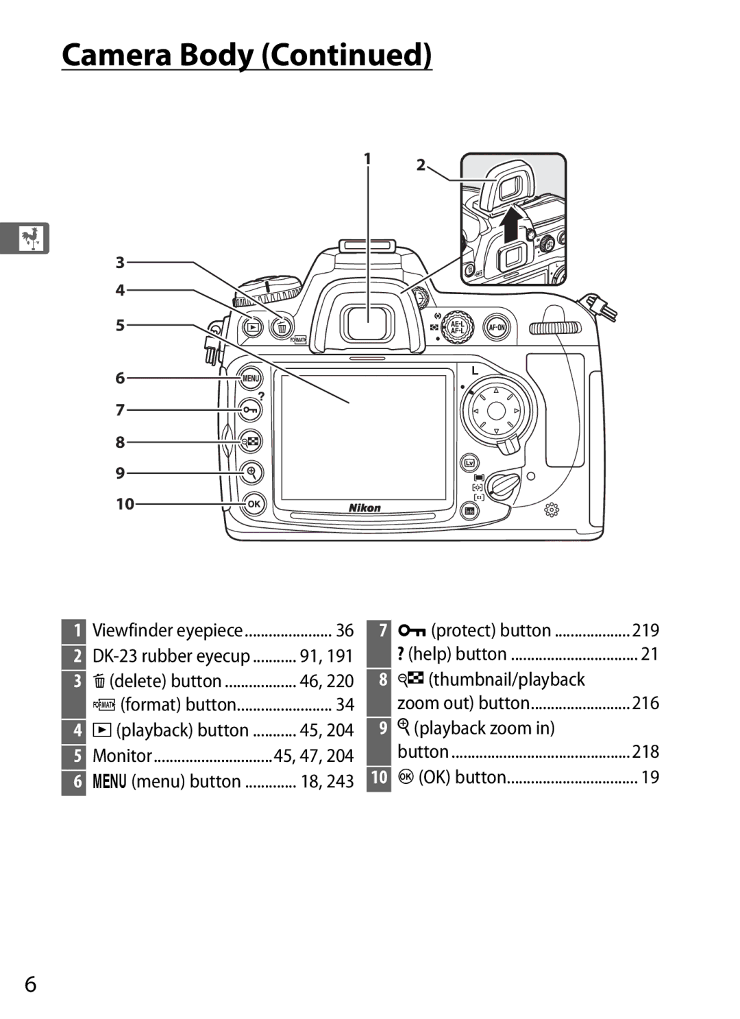 Nikon D300s, D300S (Body Only) user manual Wthumbnail/playback, Xplayback zoom, Lprotect button 