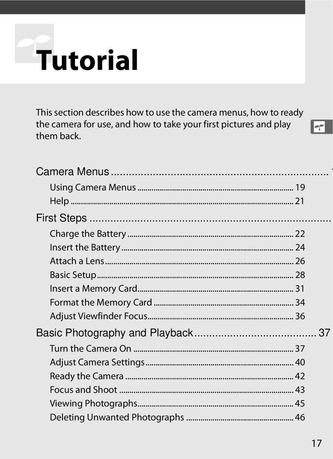 Nikon D300S (Body Only), D300s user manual Camera Menus, First Steps, Basic Photography and Playback 