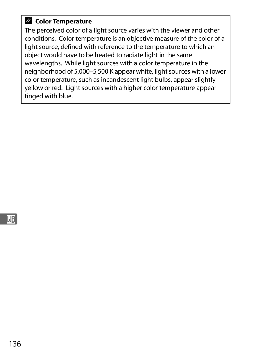 Nikon D300s manual 136, Color Temperature 