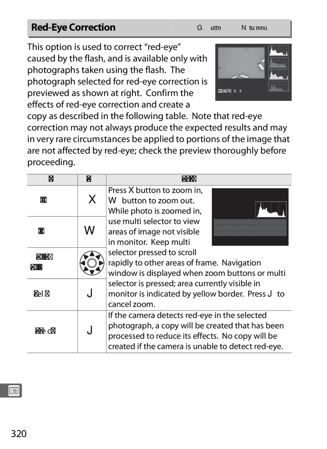 Nikon D300s manual Red-Eye Correction, 320, Use Description 