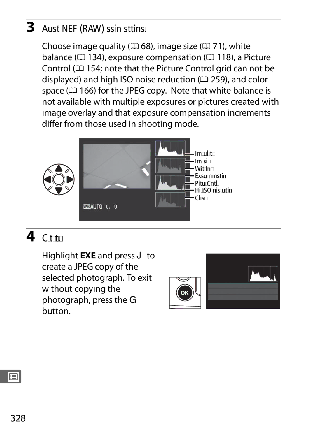 Nikon D300s manual Adjust NEF RAW processing settings, Copy the photograph, 328 