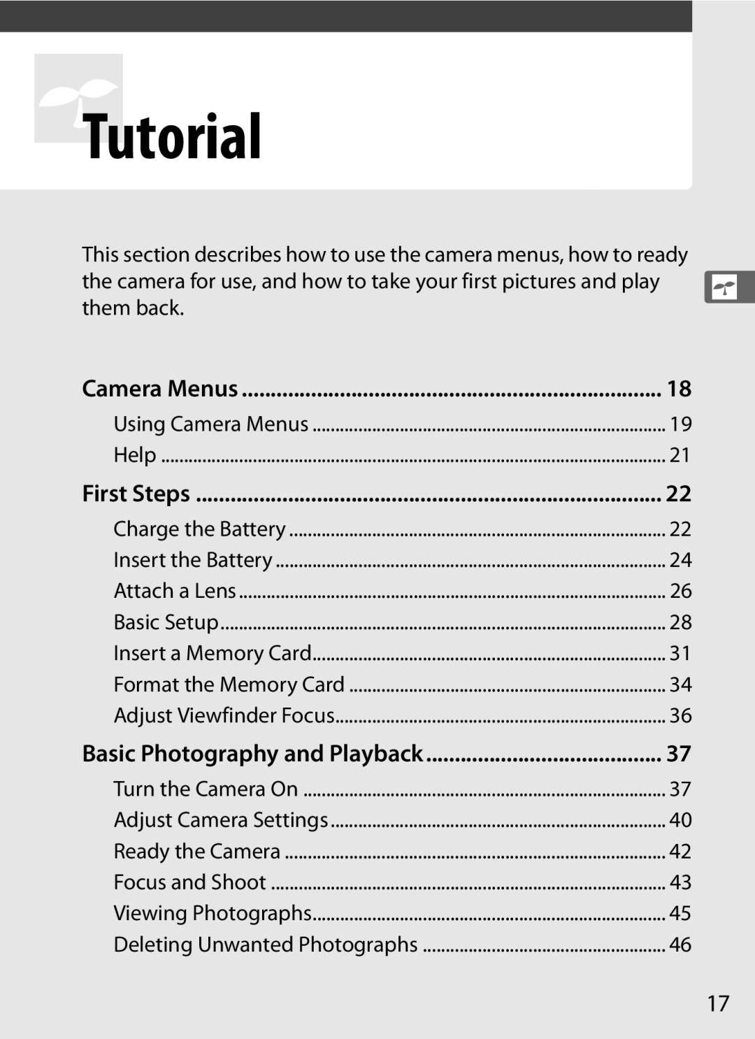 Nikon D300s manual Camera Menus, First Steps, Basic Photography and Playback 