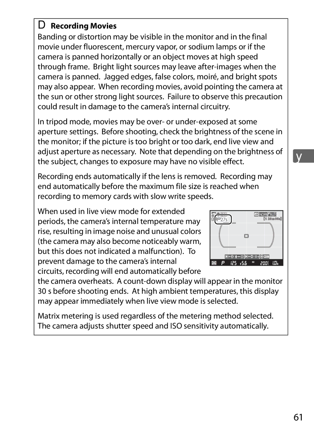 Nikon D300s manual Recording Movies, When used in live view mode for extended 