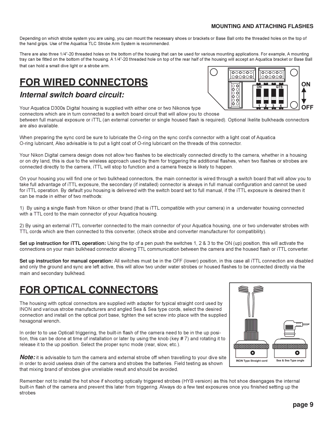 Nikon D300s manual For Wired Connectors, Mounting and Attaching Flashes 