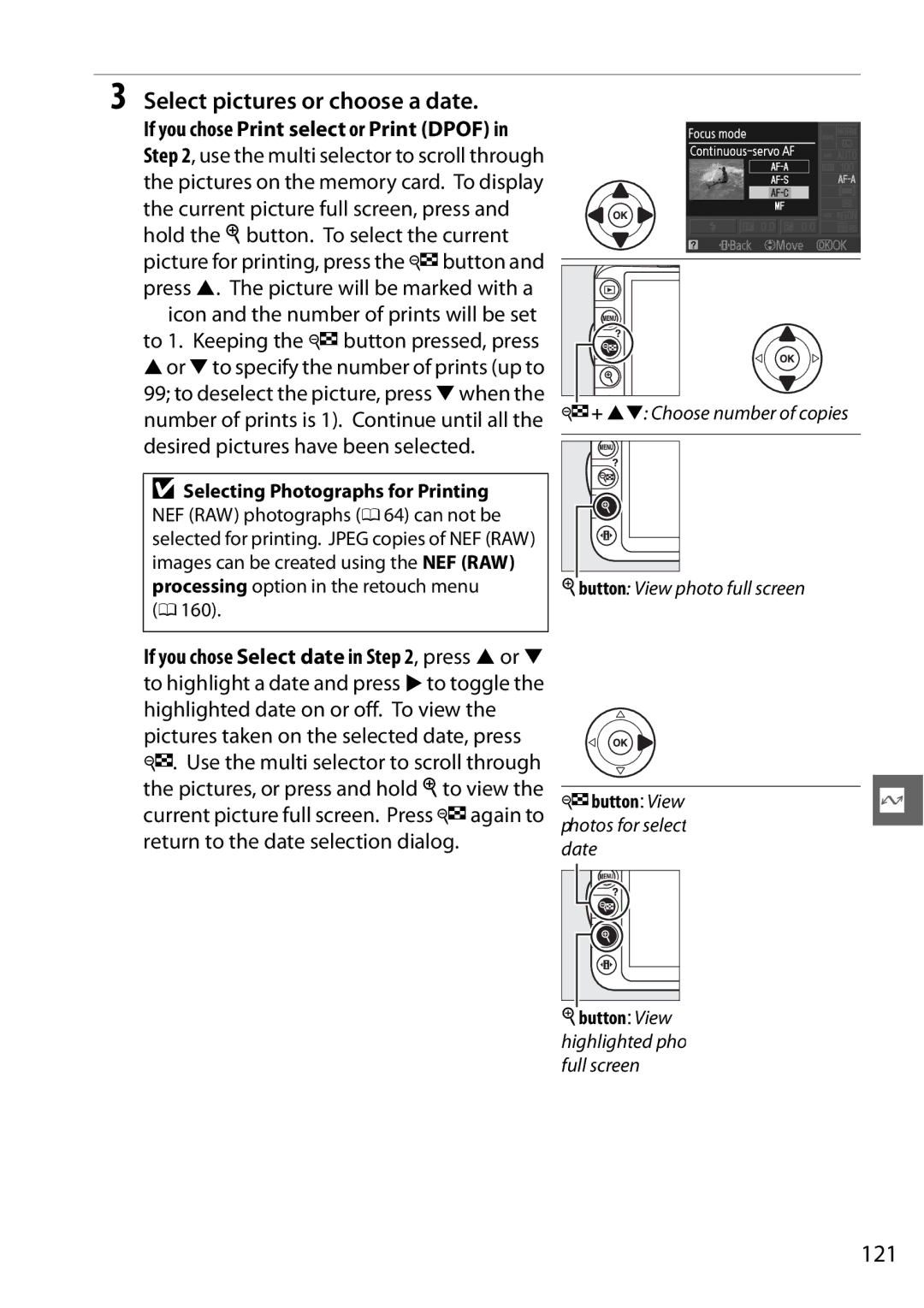 Nikon D3100 2 manual Select pictures or choose a date, 121 