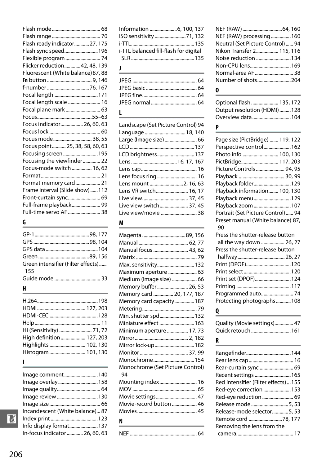 Nikon D3100 2 manual 206, 104 