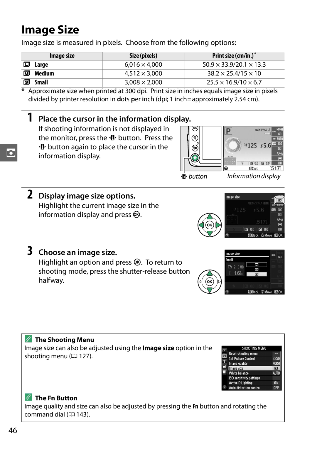 Nikon (1855mm Kit) Red, D3200LENS, D3200BOXKIT, D32002LENSKR Image Size, Display image size options, Choose an image size 