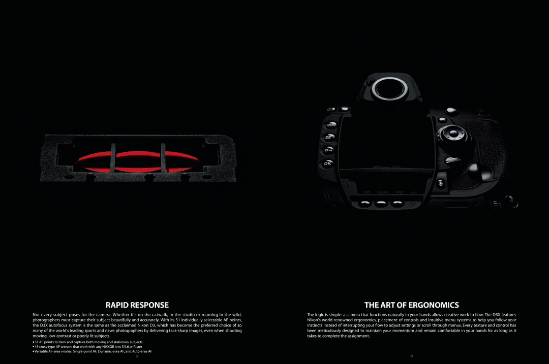 Nikon D3X manual Rapid Response, ART of Ergonomics 