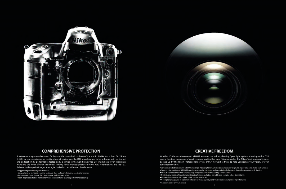 Nikon D3X manual Comprehensive Protection, Creative Freedom 