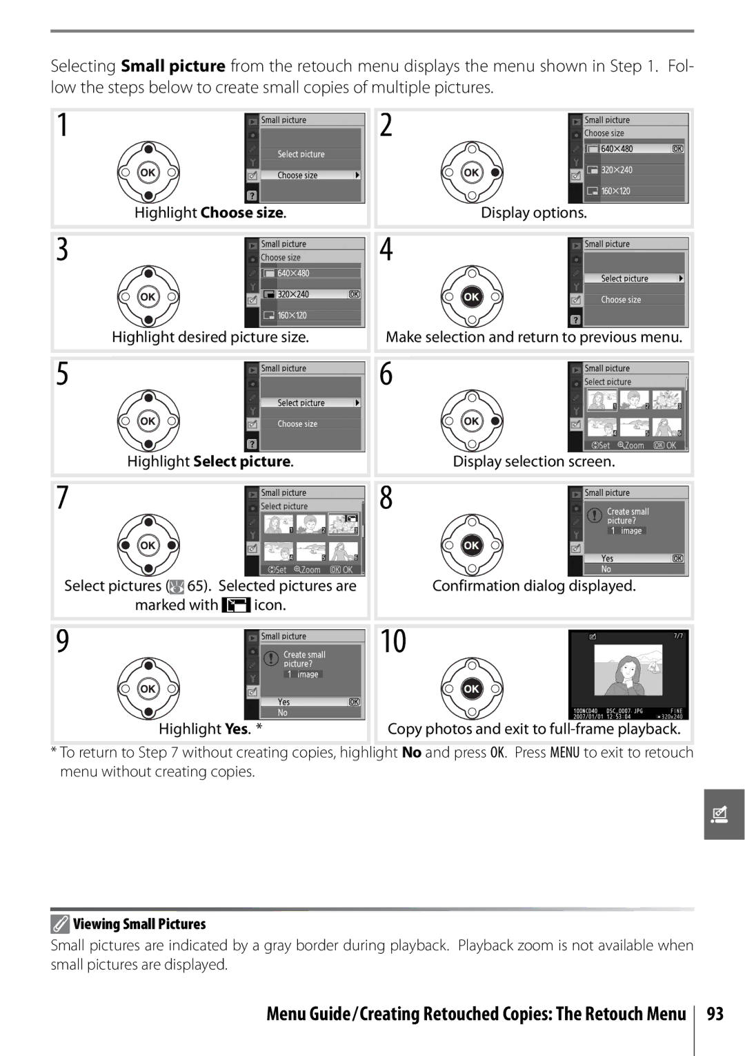 Nikon D40 manual Highlight Select picture, Viewing Small Pictures, Select pictures 65. Selected pictures are 