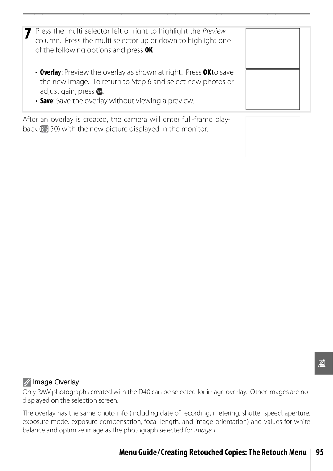 Nikon D40 manual Image Overlay 