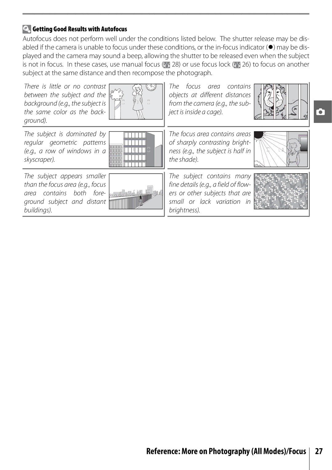 Nikon D40 manual Getting Good Results with Autofocus 