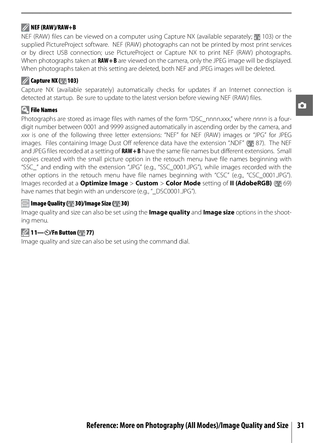 Nikon D40 manual Capture NX, File Names, 11- /Fn Button 