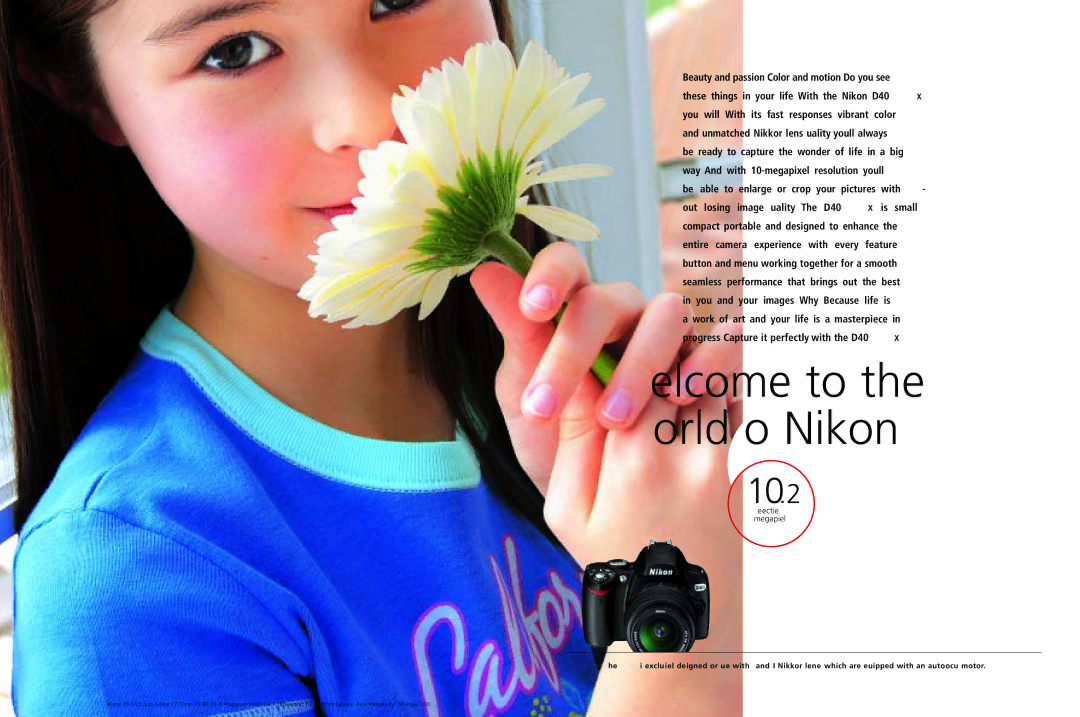 Nikon D40X specifications Welcome to the World of Nikon 