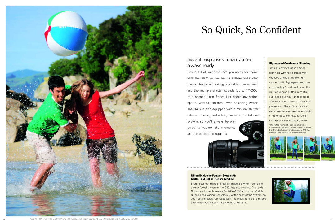 Nikon D40X So Quick, So Confident, Instant responses mean you’re always ready, High-speed Continuous Shooting 