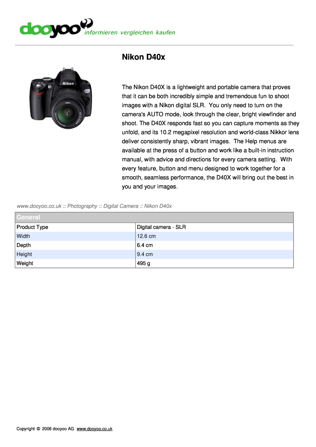 Nikon D40X specifications 10.2, Your Life Is a Masterpiece, Nikon Inc, ef fective megapixels 